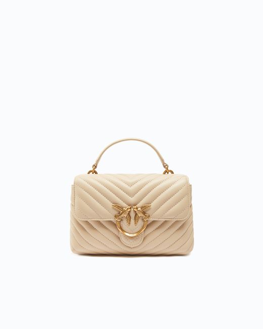 Pinko Natural Mini Handbag Lady Love Bag Puff Chevron