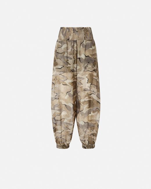Pinko Natural Camouflage Balloon-Fit Trousers With High Waist