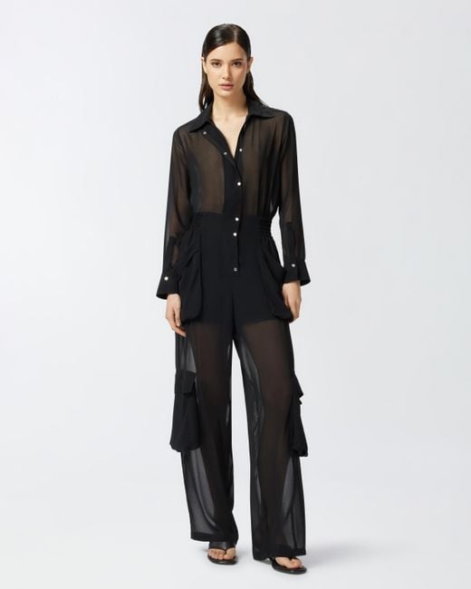 Mono De Georgette Con Bolsillos Cargo Pinko de color Black