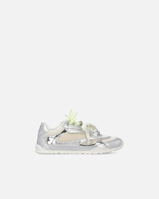 Pinko White Laminated Sneakers With Double Laces And Jewel Details