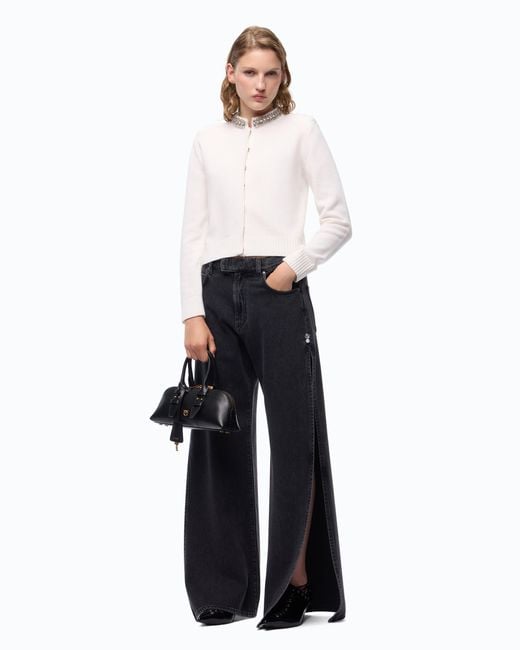 Pinko Black Wide-Leg Jeans With Side Slits