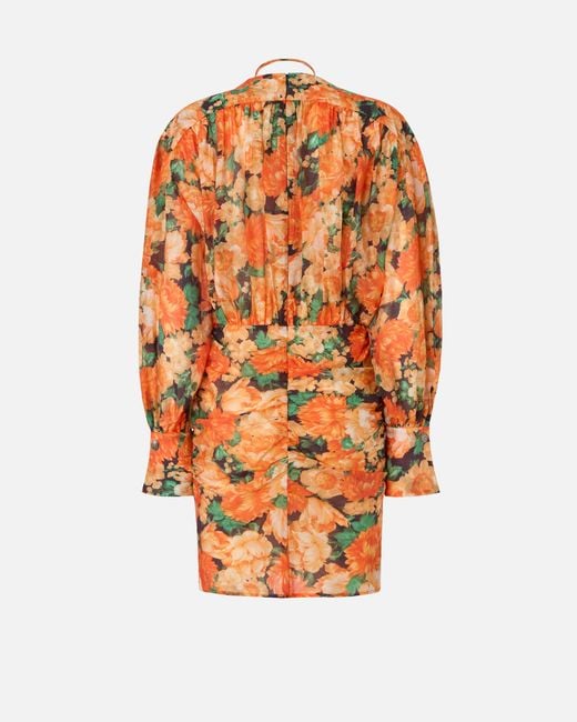 Pinko Orange Botanic Garden Floral-Print Mini Dress