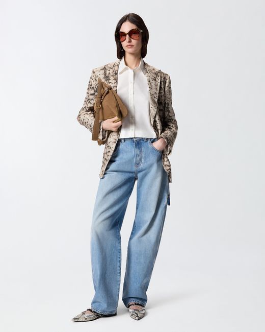 Pinko White Cropped Shirt With Gathered Back