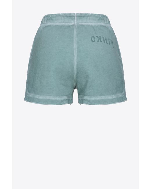 Pinko Blue Fleece Shorts With Logo Print