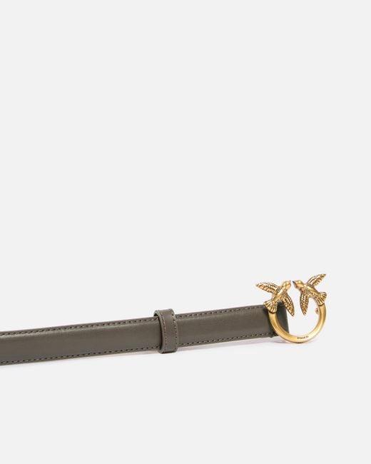 Pinko White Love Birds Thin Leather Belt 2Cm