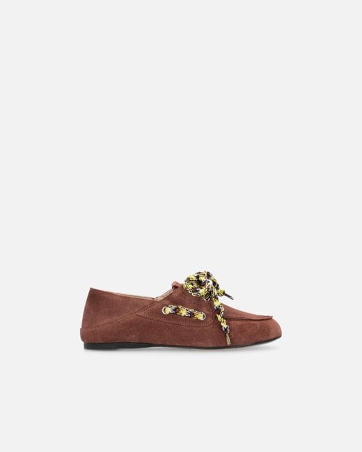 Pinko White Suede Moccasins With Multicoloured Laces
