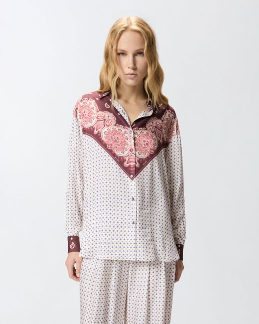 Pinko Multicolor Shirt With Tie Motif And Placed Print
