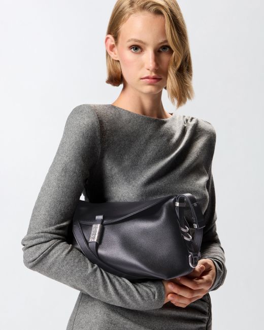 Borsa A Spalla Saddle Bag Baguette Media di Pinko in White