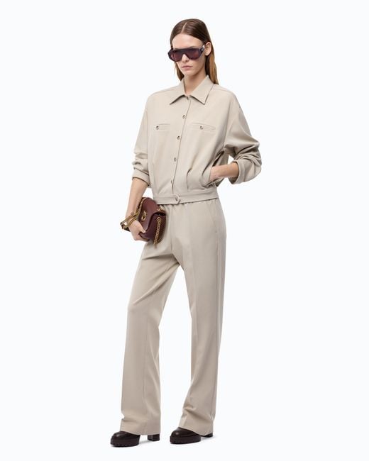 Pinko White Straight-Leg Trousers With Elasticated Waist