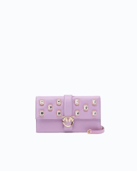 Pinko Purple Galleria Love Bag One Flat Medium Hand-Held Clutch