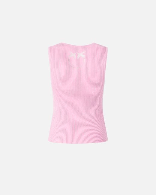 Top Sin Mangas Acanalado En Mezcla De Seda Pinko de color Pink