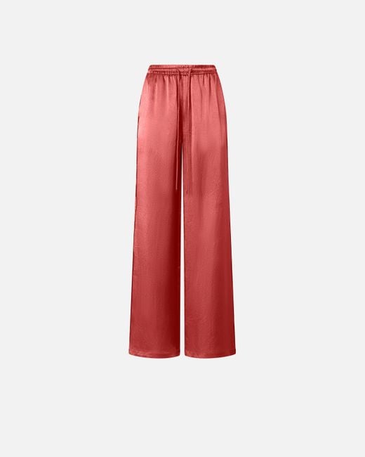 Pinko Red Pyjama-style Palazzo Trousers In Satin