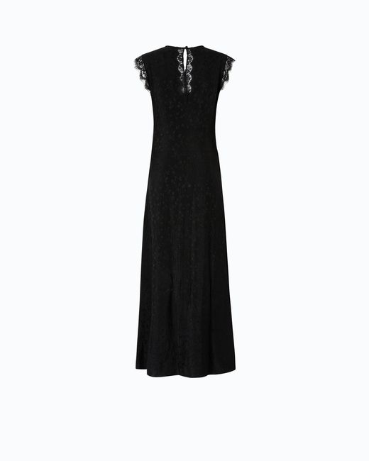 Pinko Black Long Dress With Slit And Lace Inserts