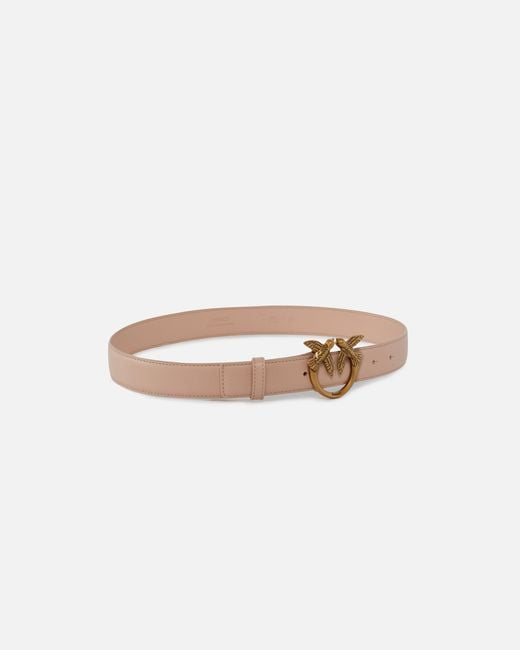 Pinko White Love Birds Leather Belt 3Cm