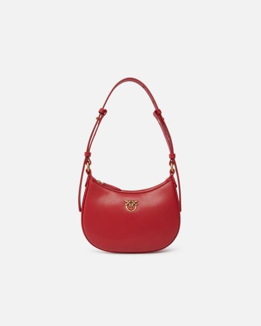 Pinko Red Half Moon Baby Leather Shoulder Bag