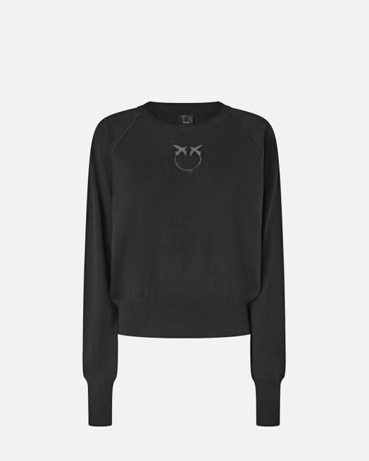 Pinko Black Sweater With Love Birds Logo