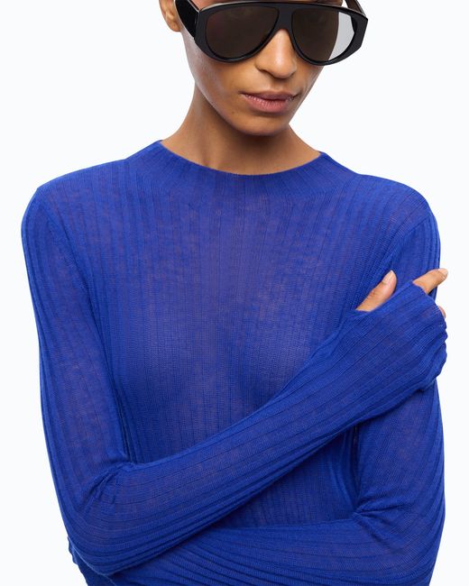 Pinko Blue Lightweight Ribbed Sweater