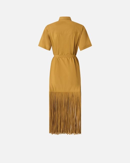 Pinko Long Shirt Dress With Fringing And Metallic Details