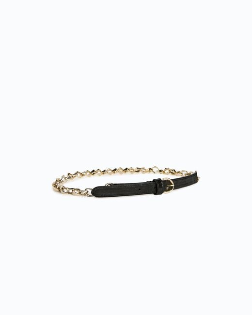 Pinko White Belt With Chain Insert, 1.5 Cm