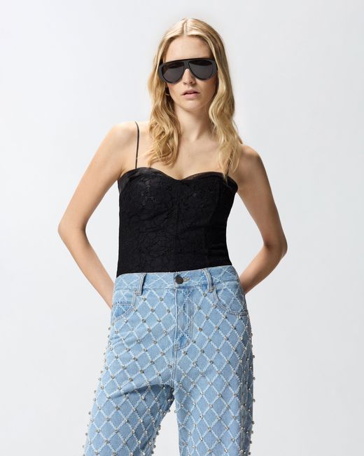 Pinko Black Lace Bustier Top