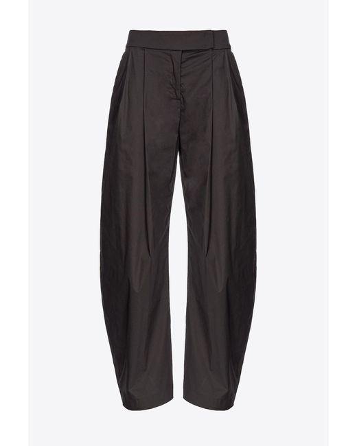 Pinko Black Wide-leg Technical Poplin Trousers