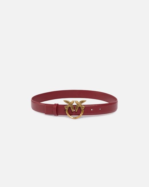 Pinko White Love Birds Leather Belt 3Cm