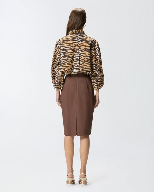 Pinko Natural Cotton And Silk Blouse With Animal Print