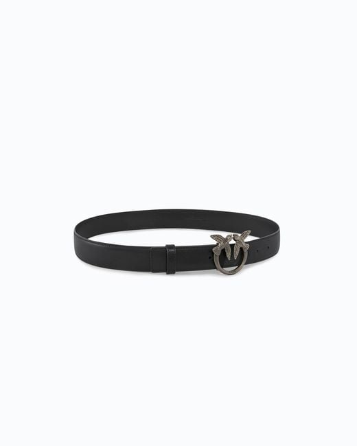 Pinko White Love Birds Leather Belt 3Cm