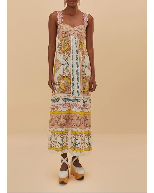 Robe Longue En Lin Mélangé Imprimé Femme Farm Rio en coloris Natural