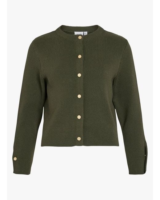 Gilet Col Rond En Coton Mélangé Femme Vila en coloris Green