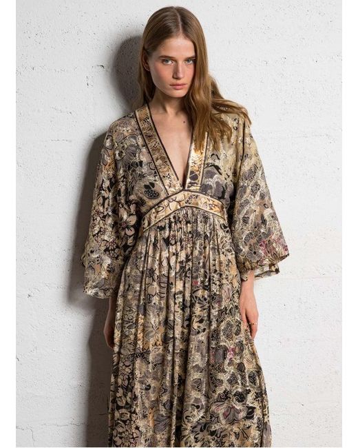 Robe Longue Col V Imprimée Femme Mes Demoiselles en coloris Brown