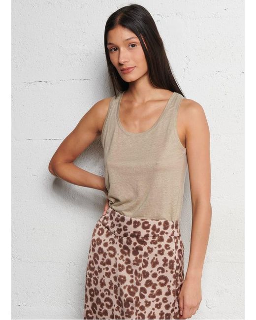 Débardeur Col Rond En Lin Mélangé Femme Majestic Filatures en coloris Natural