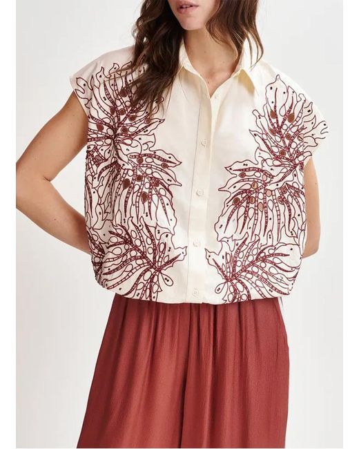 Chemise Col Classique Brodée En Coton Femme Essentiel Antwerp en coloris Red