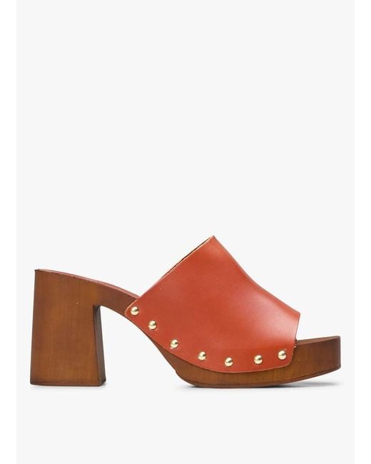 Mules En Cuir Femme Mellow Yellow en coloris Brown