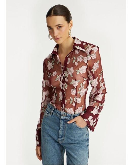 Chemise Col Classique Brodée Femme ROTATE BIRGER CHRISTENSEN en coloris Blue