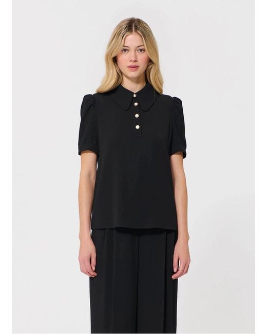 Polo Manches Courtes À Boutons Bijoux Femme Tara Jarmon en coloris Black