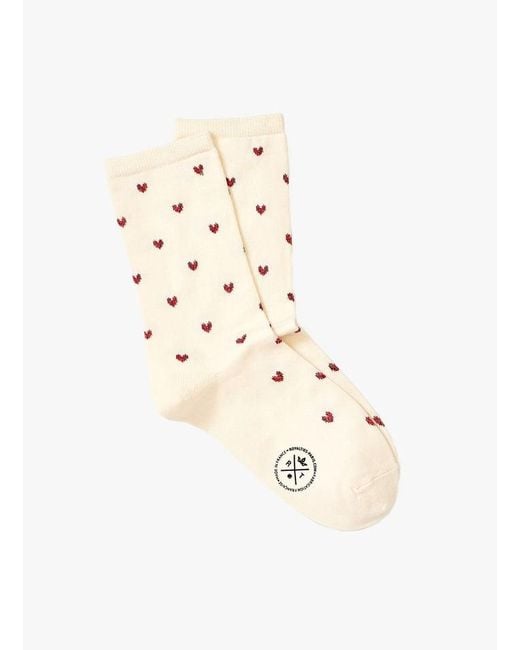 Chaussettes À Motifs Coeurs En Coton Mélangé Femme Royalties en coloris Natural