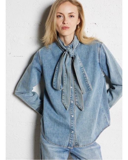 Blouse Droite À Écharpe En Denim Femme Suncoo en coloris Blue