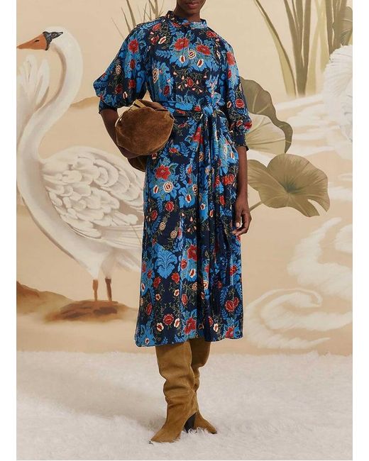 Robe Midi Col Montant À Imprimé Floral Femme Farm Rio en coloris Blue