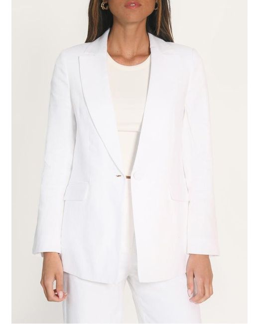 Veste Ajustée Col Tailleur En Lin Femme KOOKAÏ en coloris White