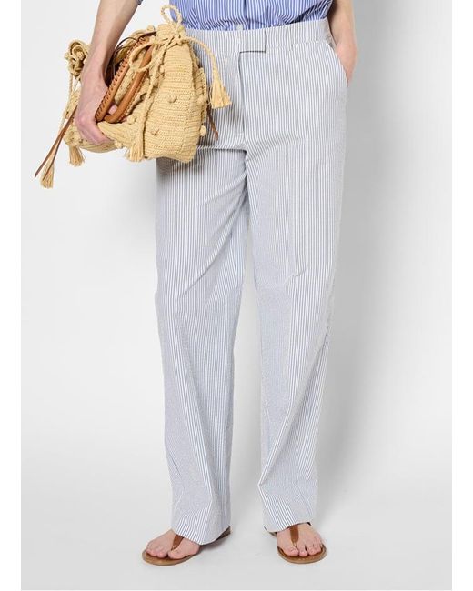 Pantalon Droit À Rayures En Coton Femme Gerard Darel en coloris White
