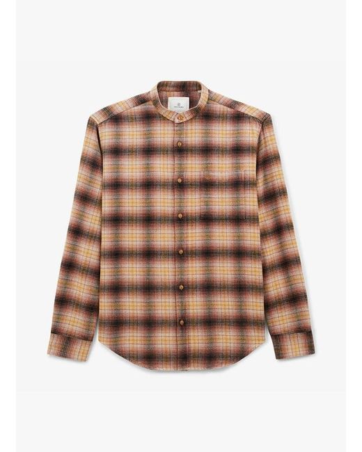 Chemise Manches Longues Col Mao À Carreaux Serge Blanco pour homme en coloris Brown