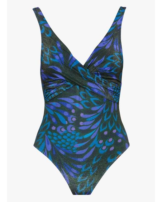 Maillot De Bain 1 Pièce Imprimé Irisé Livia en coloris Blue