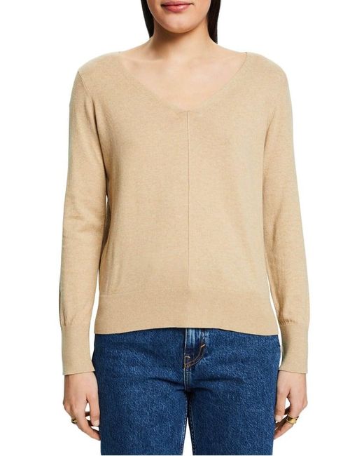 Pull Col V En Coton Femme Esprit en coloris Blue