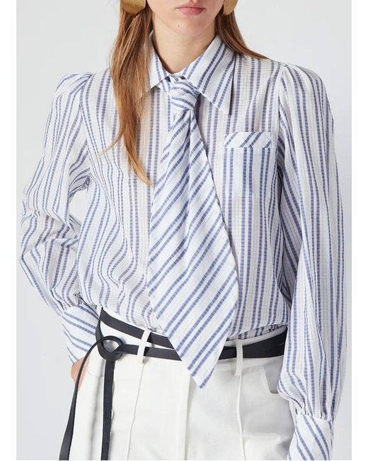 Chemise Col Classique En Coton Femme The Label Edition en coloris Gray