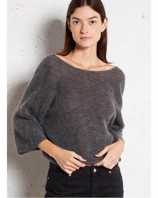 Cardigan Col V À Boutons Bijoux En Laine Mélangée Femme Ba&sh en coloris Gray