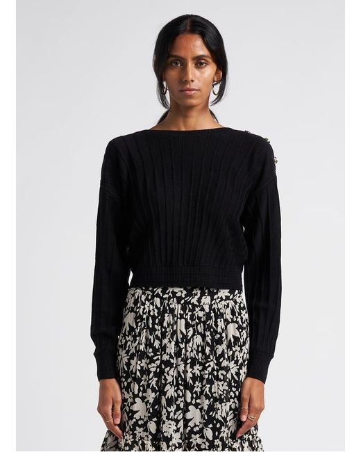 Pull Ample Col Rond En Laine Mélangée Femme Ba&sh en coloris Black