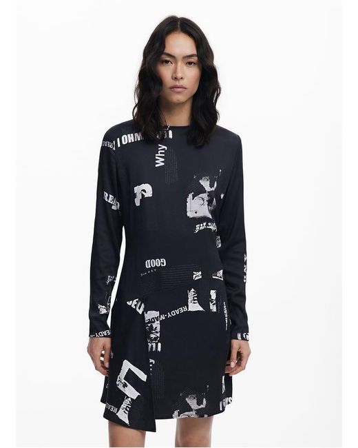 Robe Courte Col Rond Imprimée Femme Desigual en coloris Blue