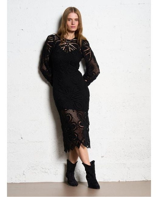 Robe Droite Col Rond En Coton Mélangé Femme Ba&sh en coloris Black