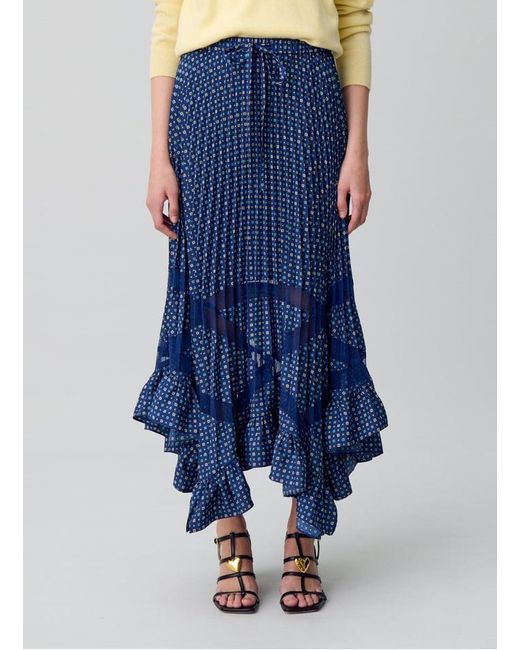 Jupe Longue Asymétrique Imprimée Femme Claudie Pierlot en coloris Blue